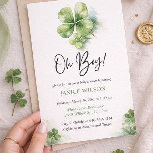 Invitation Oh Garçon Vert Shamrock Fête de la Saint-Patrick B
