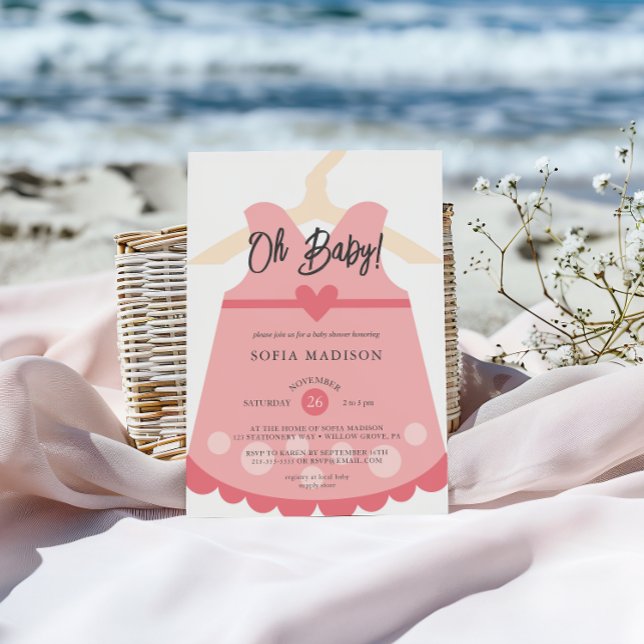 Invitation Oh Girl Robe Rose Baby shower (Créateur téléchargé)