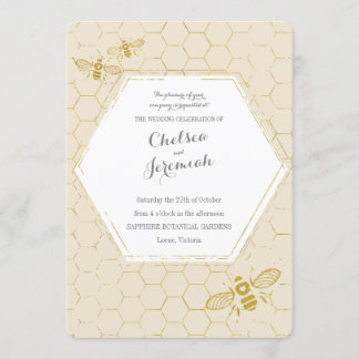 Invitation Oh Honey Bee Cream Gold Custom Wedding