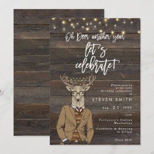 Invitation Oh le bois rustique de cerfs communs allume la