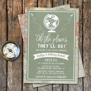 Invitation "Oh Les Endroits Où Ils Vont Aller !" Baby shower 