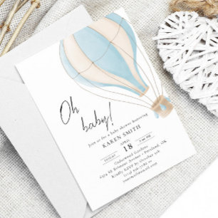 Invitation Oh mon bébé Baby shower à air chaud bleu chaud