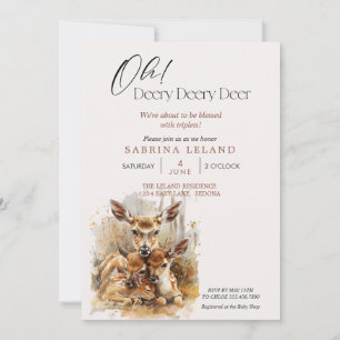 Invitation Oh, mon cher Deery Deer Triplets Baby shower