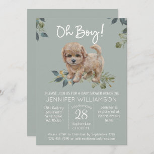 Invitation Oh mon Dieu ! Baby shower chien mignon Labradoodle