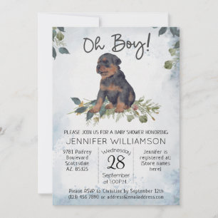 Invitation Oh mon Dieu ! Baby shower d'aquarelle Rottweiler P