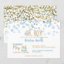 Oh mon Dieu ! Baby shower Garçon Blue & Gold Confe
