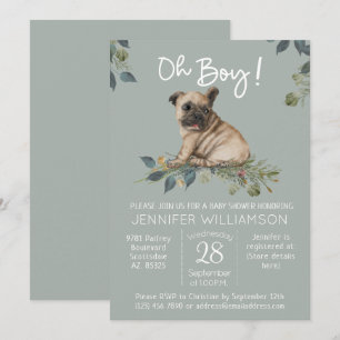 Invitation Oh mon Dieu ! Carlin Chien Chien Chien Baby shower