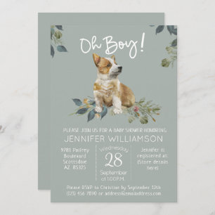 Invitation Oh mon Dieu ! Chien Baby shower Corgi Chien