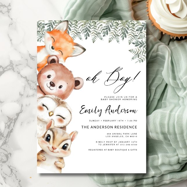 Invitation Oh mon Dieu ! Le Baby shower des animaux des bois (Créateur téléchargé)