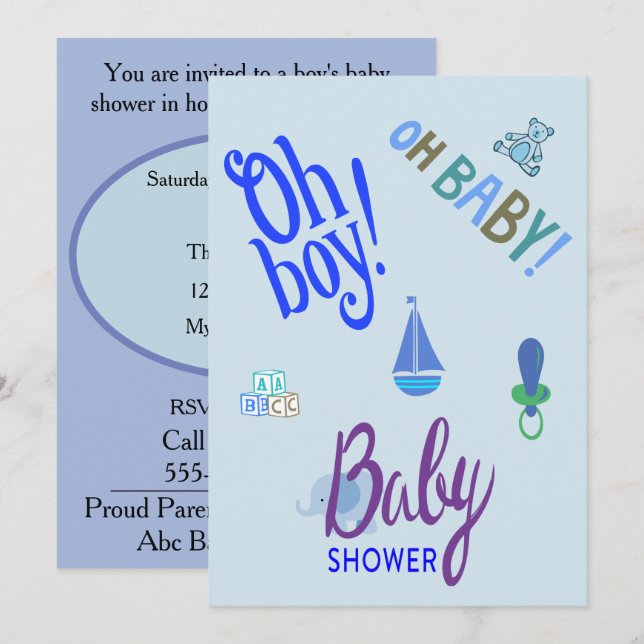Invitation Oh mon Dieu ! Mon bébé ! Baby shower (Devant / Derrière)