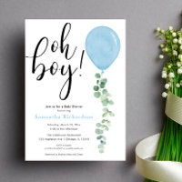 Oh mon garçon ballon vert baby shower eucalyptus