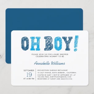 Invitation Oh mon garçon  Le Baby shower de Garçon moderne