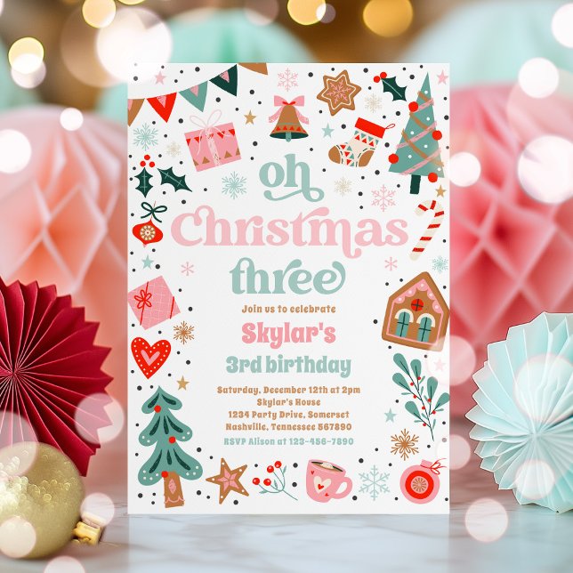 Invitation Oh Noël Trois Noël 3e fête d'anniversaire (Créateur téléchargé)