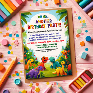 Invitation Oh non ! Un autre Dinosaure Thématique fête d'anni