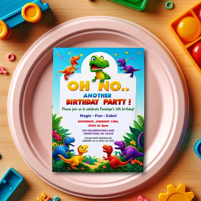 Invitation Oh non ! Un autre Dinosaure Thématique fête d'anni (Créateur téléchargé)