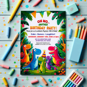 Invitation Oh non ! Un autre Dinosaure Thématique fête d'anni