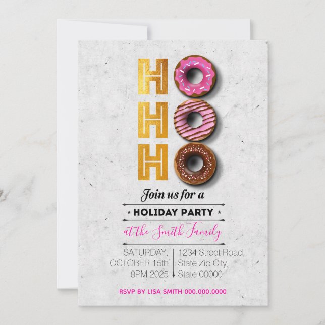 Invitation Oh ! Oh ! Oh ! Fête des Donuts (Devant)