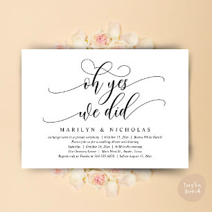 Invitation Oh Oui, nous l'avons fait, Dîner Mariage moderne e