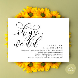 Invitation Oh Oui, nous l'avons fait, Dîner Mariage moderne e