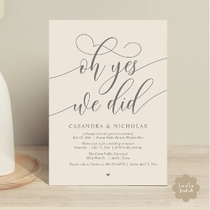 Invitation Oh Oui, Nous L'Avons Fait, Dîner Moderne Elopement