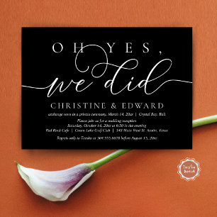 Invitation Oh Oui, Nous L'Avons Fait, Dîner Romantique Mariag