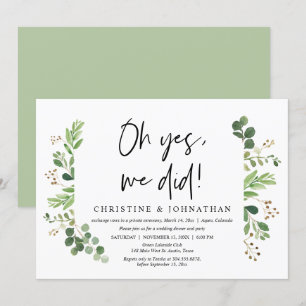 Invitation Oh oui, nous l'avons fait, Fête de mariage en fuit