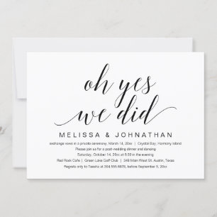 Invitation Oh oui, nous l'avons fait, Mariage Fuite de Cérémo