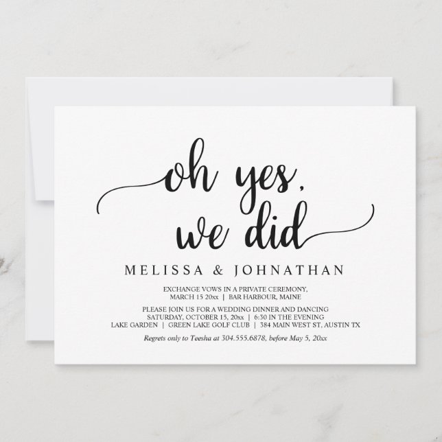 Invitation Oh oui, nous l'avons fait, mariage rustique et fui (Devant)