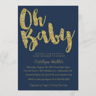 Invitation Oh parties scintillantes et aluminium d'or de bébé