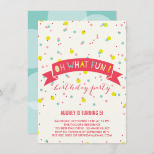 Invitation Oh Quel Amusant Confetti Anniversaire de enfant In