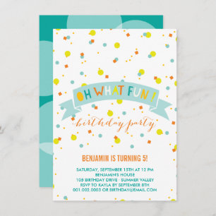 Invitation Oh Quel Amusant Confetti Anniversaire de enfant In