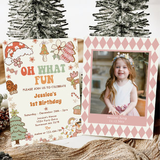 Invitation Oh Quel Amusant ! Cookie de Noël 1er fête d'annive