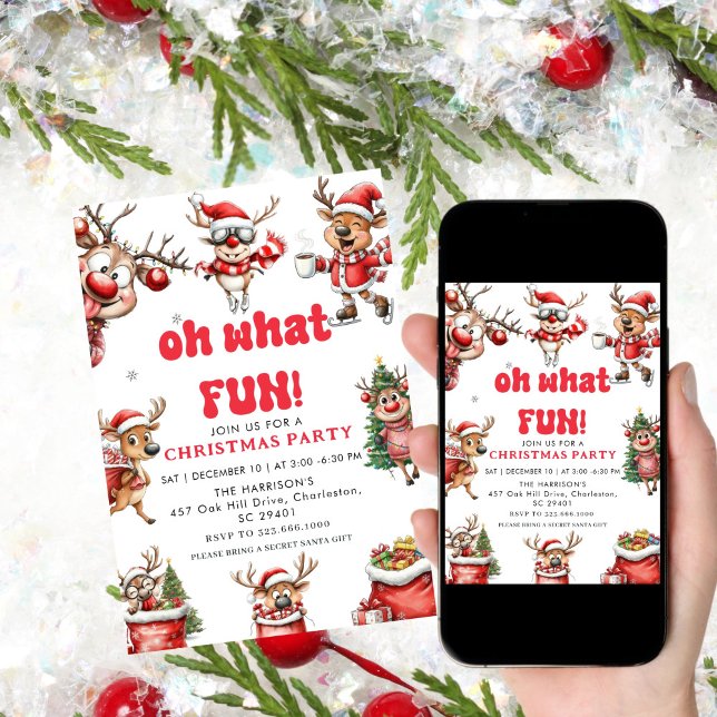 Invitation Oh Quel Amusant, Drôle Amusant Rinder De Noël (Créateur téléchargé)