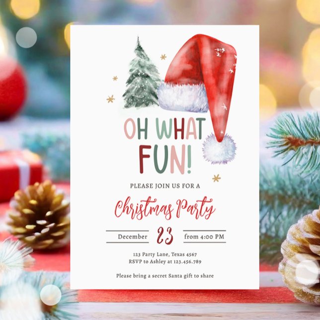 Invitation Oh Quel Amusant Noël Fête Fête Santa Hat (Créateur téléchargé)