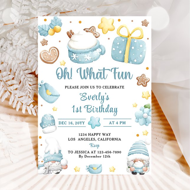 Invitation Oh Quel Amusant Noël Gnomes fête d'anniversaire (Créateur téléchargé)