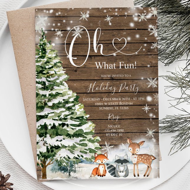 Invitation Oh Quel Pin Arbres Amusants Noël Animal Bois (Créateur téléchargé)