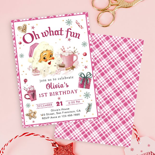 Invitation Oh, quel plaisir Pink Père Noël Christmas Cookies  (Créateur téléchargé)