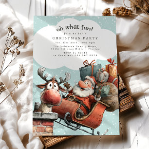 Invitation Oh Quelle Fête Santa Et Rudolph Christmas Party