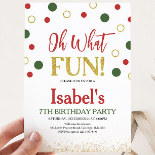 Invitation Oh Quelle Fête Vert Points Rouges Anniversaire