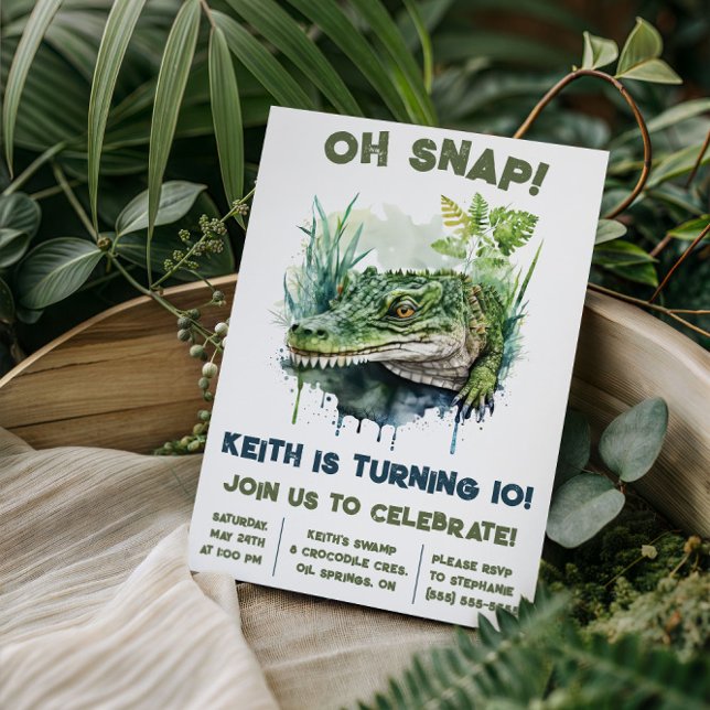 Invitation Oh, Snap ! Alligator, fête d'anniversaire de croco (Créateur téléchargé)