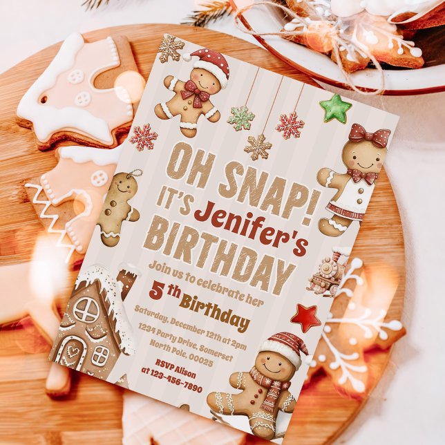 Invitation Oh Snap Christmas Cookie Gingerbread Birthday (Créateur téléchargé)