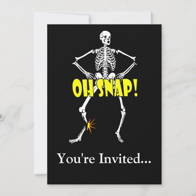 Invitation Oh Snap, Funny Skeleton Halloween (Devant)