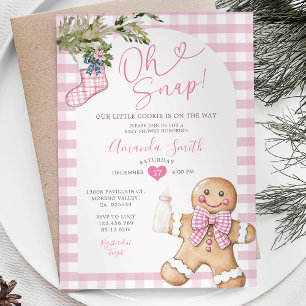 Invitation Oh Snap rose En vichy Baby shower fille de Noël