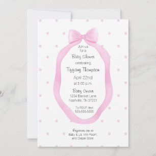 Invitation Oh So mignet Pois de ruban de Bow rose et blanc