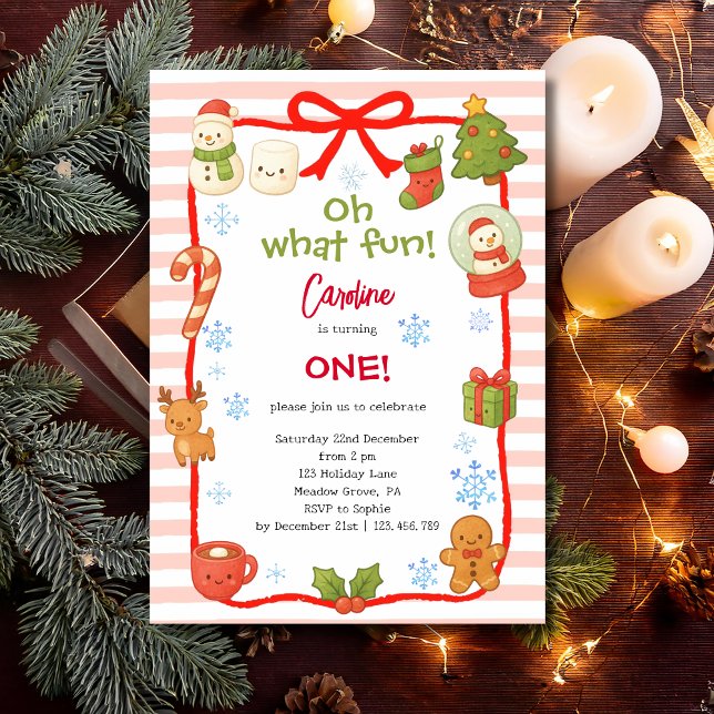 Invitation Oh what fun christmas kids birthday (Créateur téléchargé)