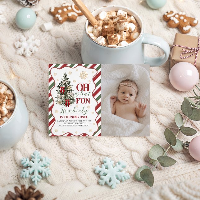 Invitation Oh What Fun First Birthday Photo Invite (Créateur téléchargé)