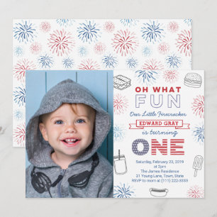 Invitation Oh What Fun Juillet 4 Américain 1er Anniversaire