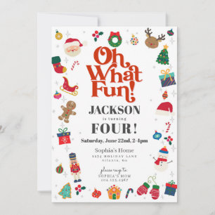 Invitation Oh What Fun Noël d'hiver fête d'anniversaire