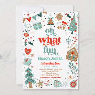 Invitation Oh What Fun Noël fête d'anniversaire