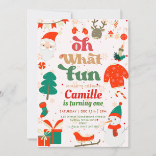 Invitation Oh What Fun Noël fête d'anniversaire